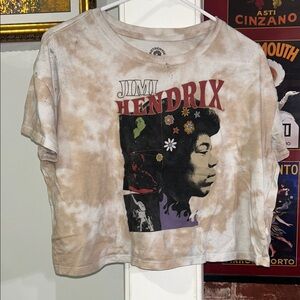 Jimi Hendrix Tie-Dye Crop Tee - Brown/Beige